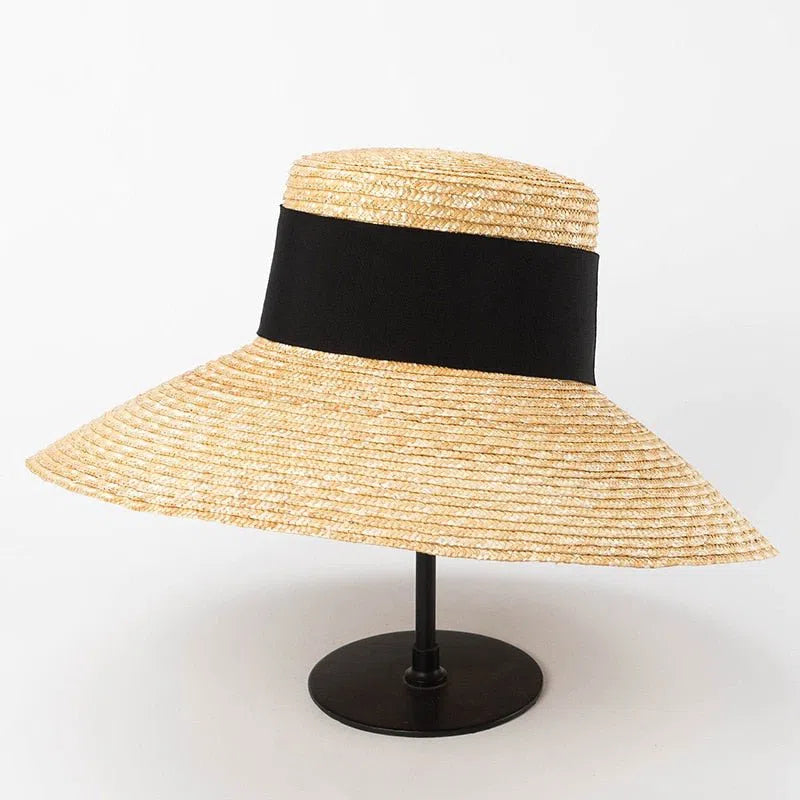 2023 New Wide Brim Beach Hats With Neck Tie For Women Large UV Protection Sun Hats Summer Big Brim Wheat Straw Hats Wholesale-Maas