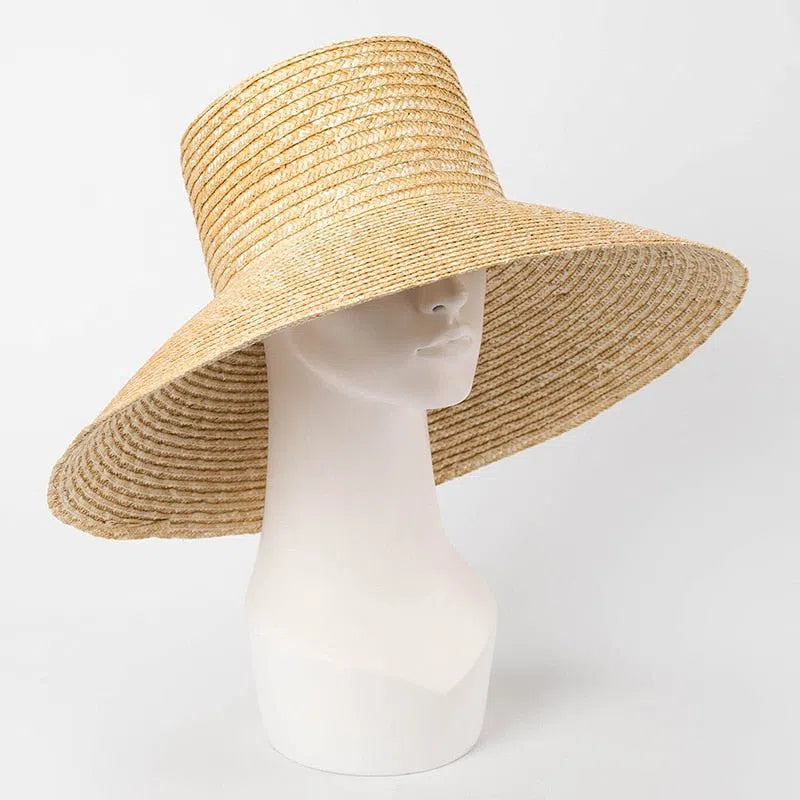 2023 New Wide Brim Beach Hats With Neck Tie For Women Large UV Protection Sun Hats Summer Big Brim Wheat Straw Hats Wholesale-Maas