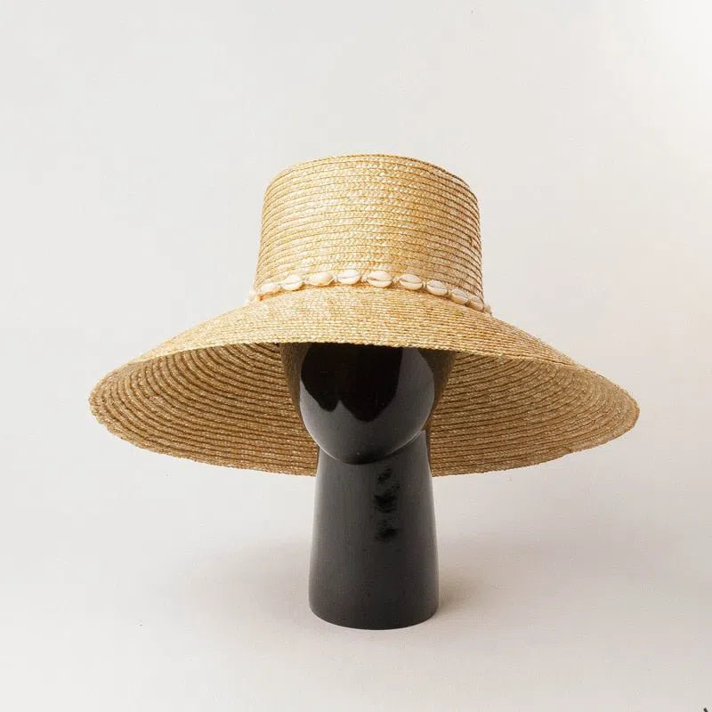 2023 New Wide Brim Beach Hats With Neck Tie For Women Large UV Protection Sun Hats Summer Big Brim Wheat Straw Hats Wholesale-Maas