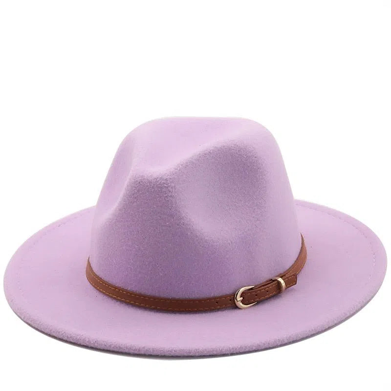 56-60cm White/BlackWide Brim Fedora Hat Women Men Imitation Wool Felt Hats with Metal Chain Decor Panama Jazz Chapeau hat-Maas