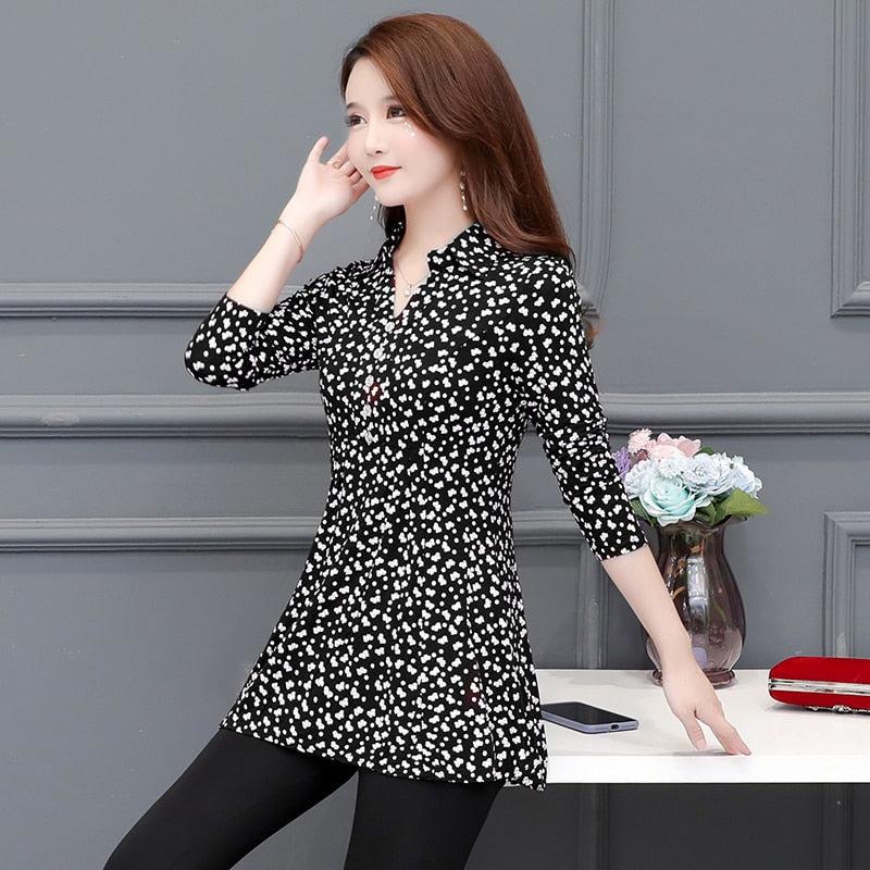 Basic Shirts Blouse Women's Elegant Office Lady Button Design Long Sleeve-Maas