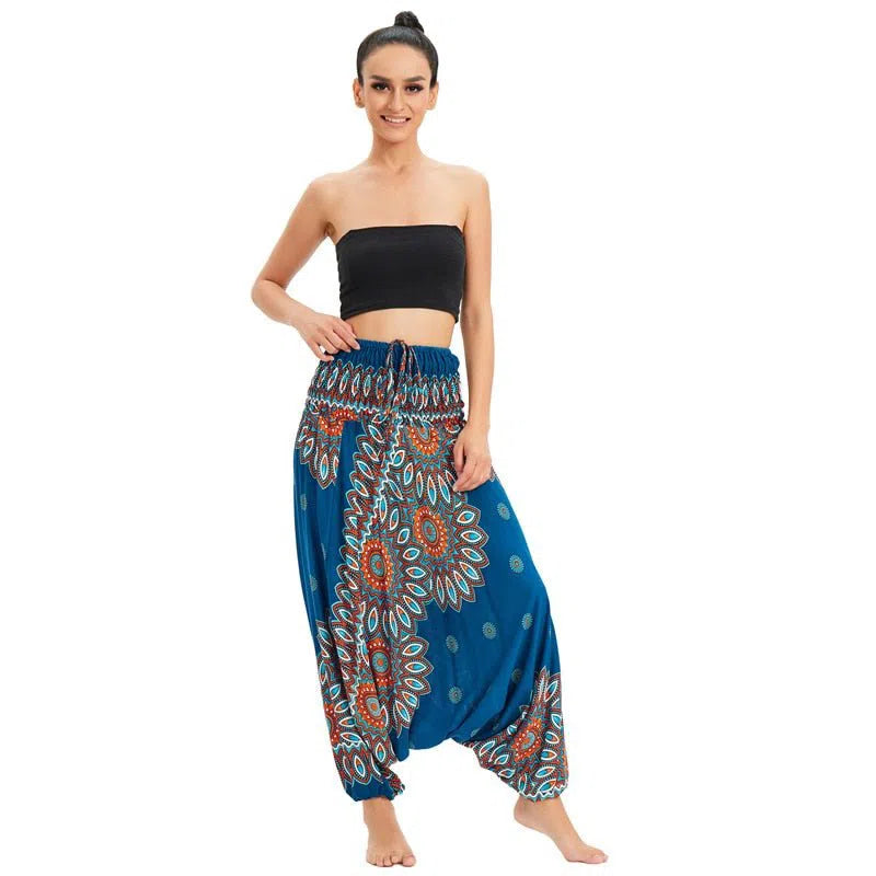 Bohemian Harem Pants Women's High Waist Baggy Boho Printed-Maas