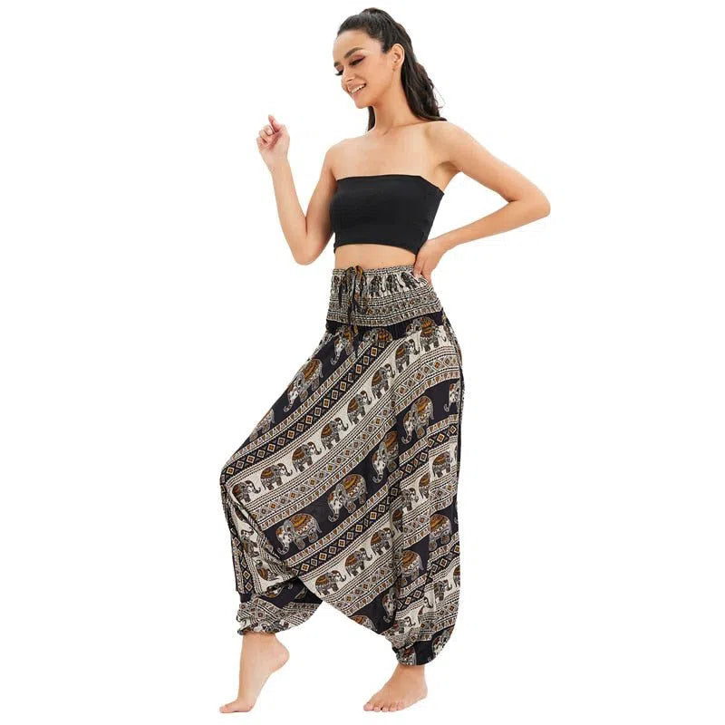 Bohemian Harem Pants Women's High Waist Baggy Boho Printed-Maas