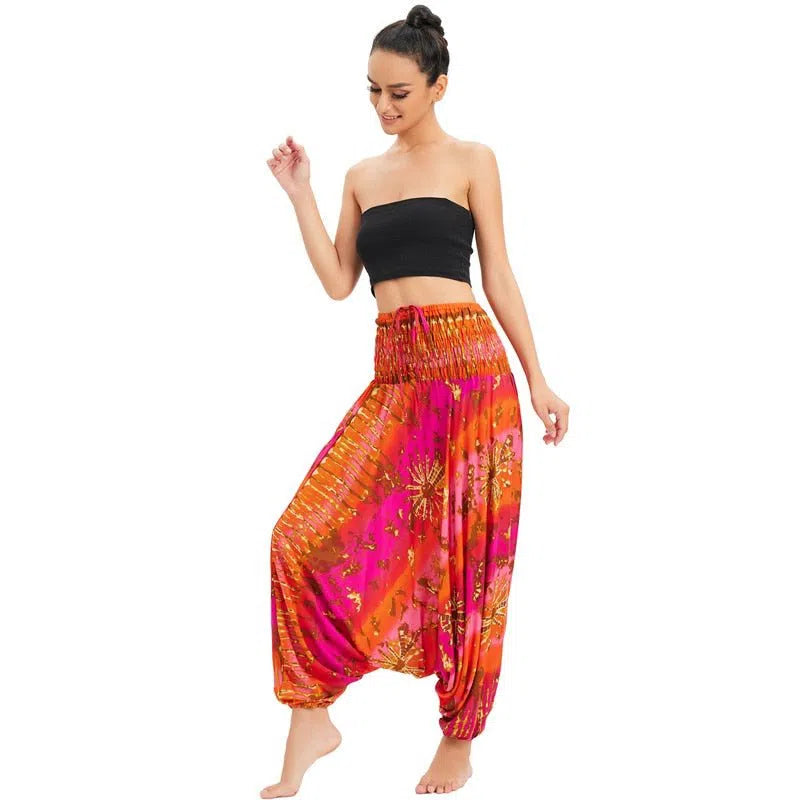 Bohemian Harem Pants Women's High Waist Baggy Boho Printed-Maas