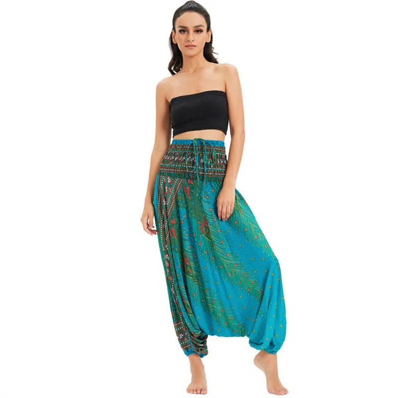 Bohemian Harem Pants Women's High Waist Baggy Boho Printed-Maas