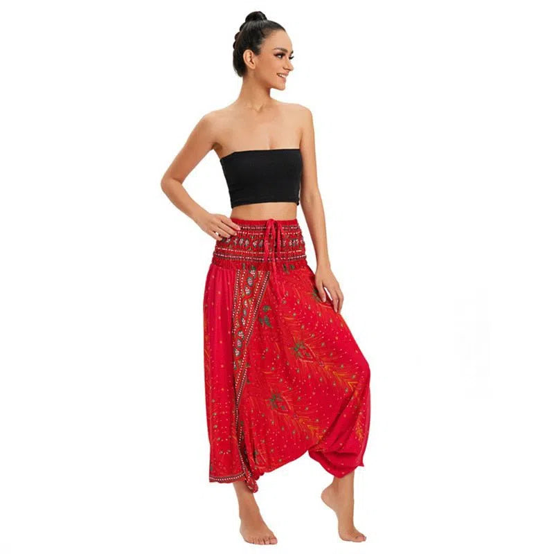 Bohemian Harem Pants Women's High Waist Baggy Boho Printed-Maas