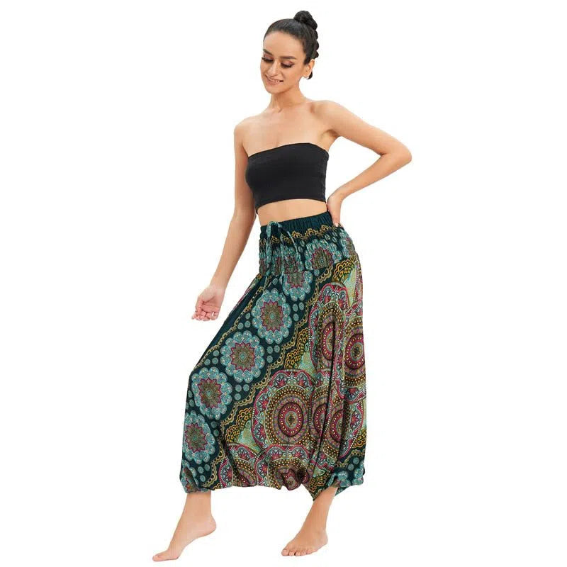 Bohemian Harem Pants Women's High Waist Baggy Boho Printed-Maas