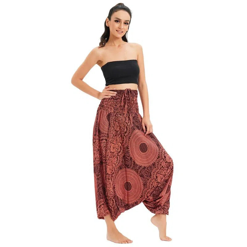 Bohemian Harem Pants Women's High Waist Baggy Boho Printed-Maas