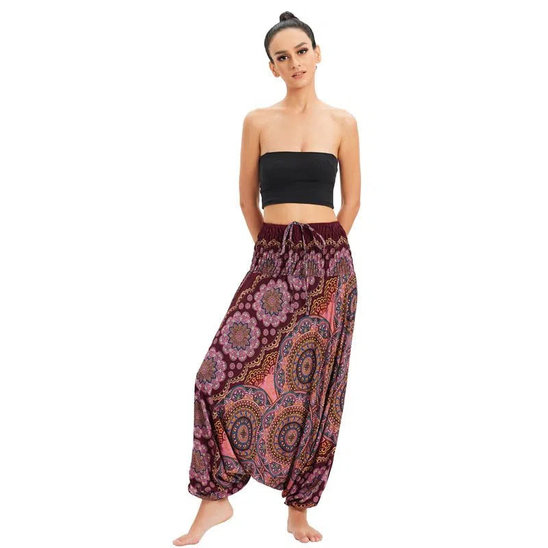 Bohemian Harem Pants Women's High Waist Baggy Boho Printed-Maas