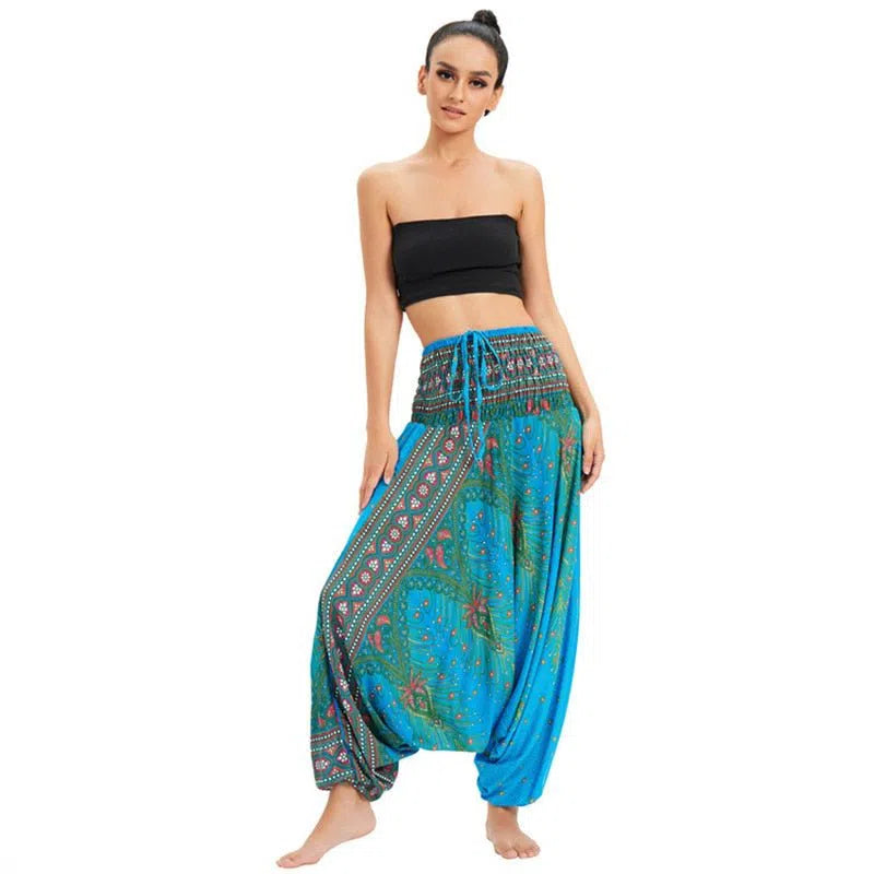 Bohemian Harem Pants Women's High Waist Baggy Boho Printed-Maas