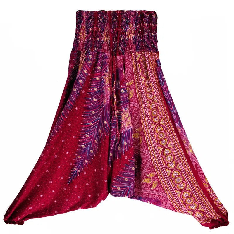 Bohemian Harem Pants Women's High Waist Baggy Boho Printed-Maas