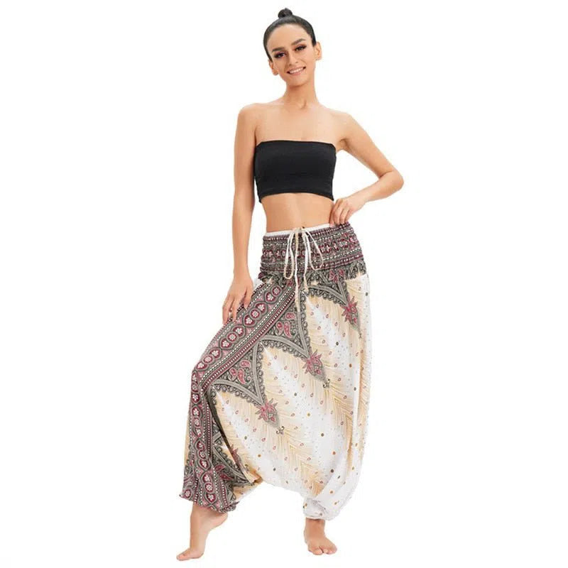 Bohemian Harem Pants Women's High Waist Baggy Boho Printed-Maas