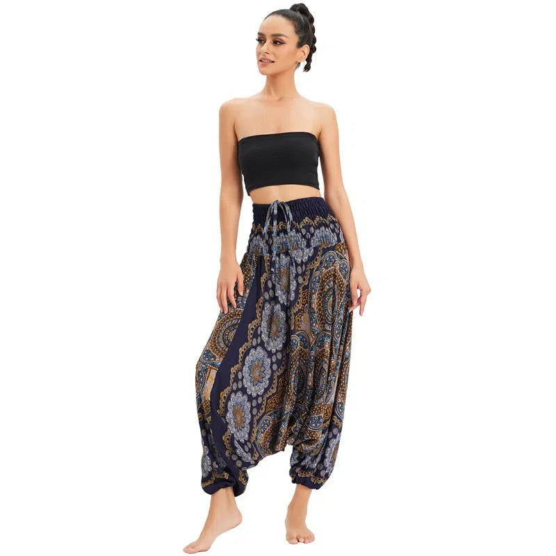 Bohemian Harem Pants Women's High Waist Baggy Boho Printed-Maas