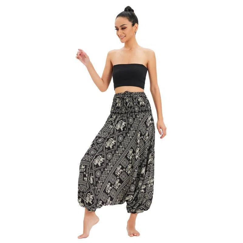 Bohemian Harem Pants Women's High Waist Baggy Boho Printed-Maas