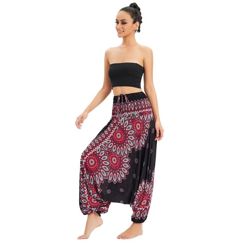 Bohemian Harem Pants Women's High Waist Baggy Boho Printed-Maas