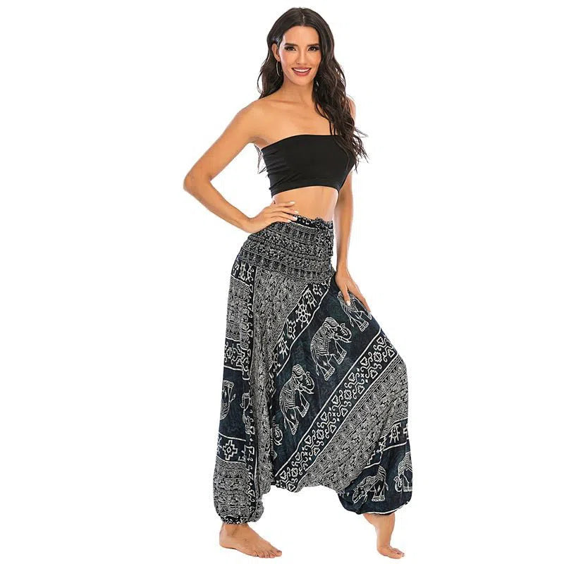 Bohemian Harem Pants Women's High Waist Baggy Boho Printed-Maas