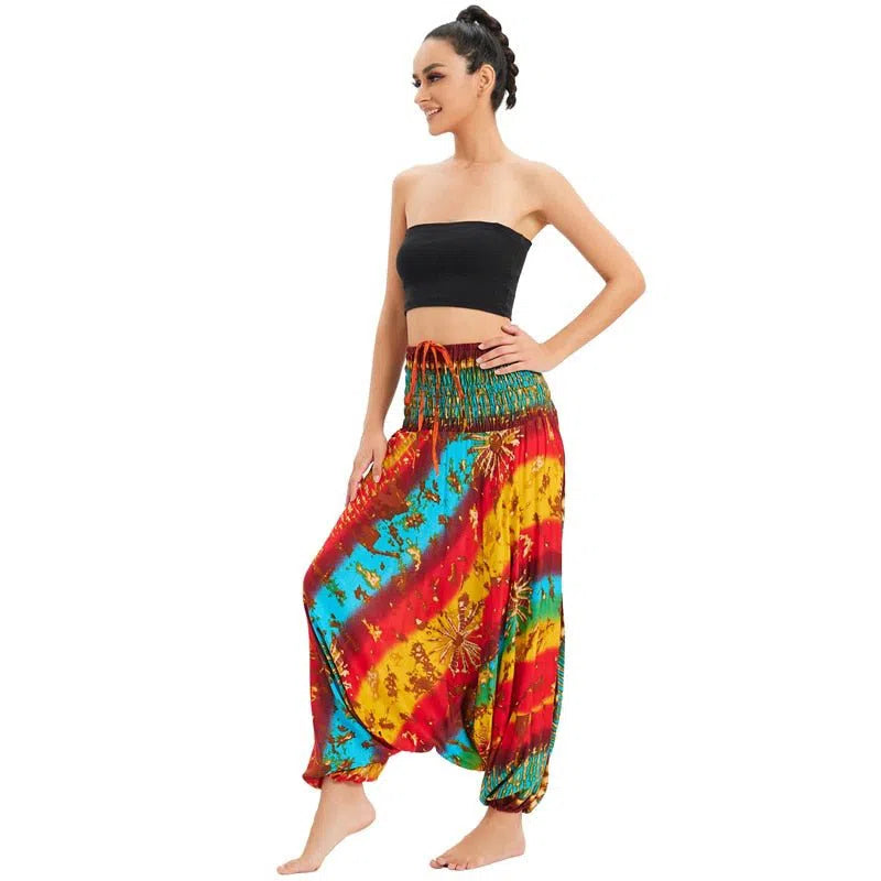 Bohemian Harem Pants Women's High Waist Baggy Boho Printed-Maas