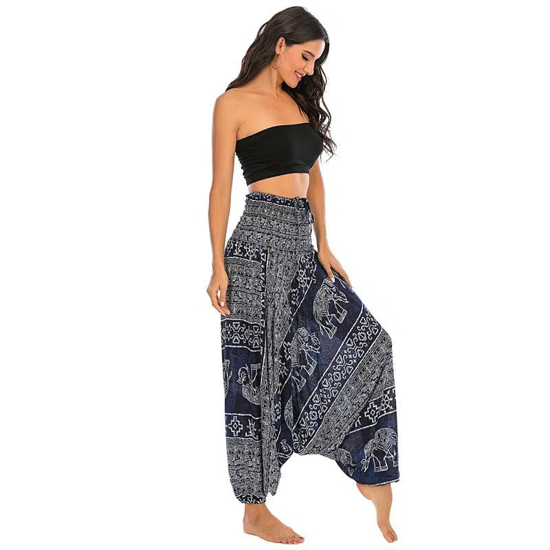 Bohemian Harem Pants Women's High Waist Baggy Boho Printed-Maas