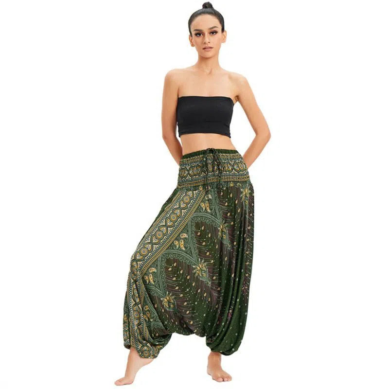 Bohemian Harem Pants Women's High Waist Baggy Boho Printed-Maas