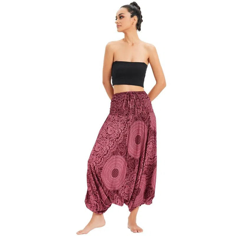 Bohemian Harem Pants Women's High Waist Baggy Boho Printed-Maas