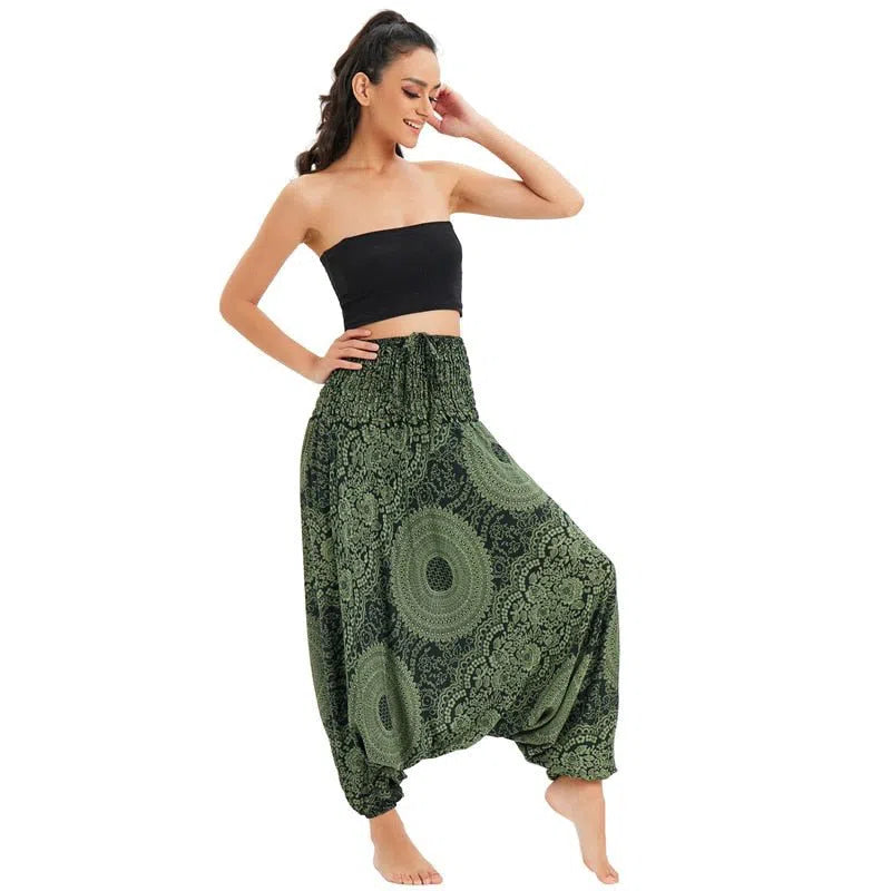 Bohemian Harem Pants Women's High Waist Baggy Boho Printed-Maas