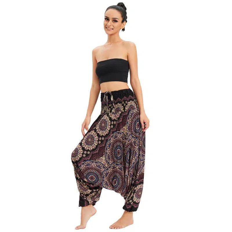 Bohemian Harem Pants Women's High Waist Baggy Boho Printed-Maas