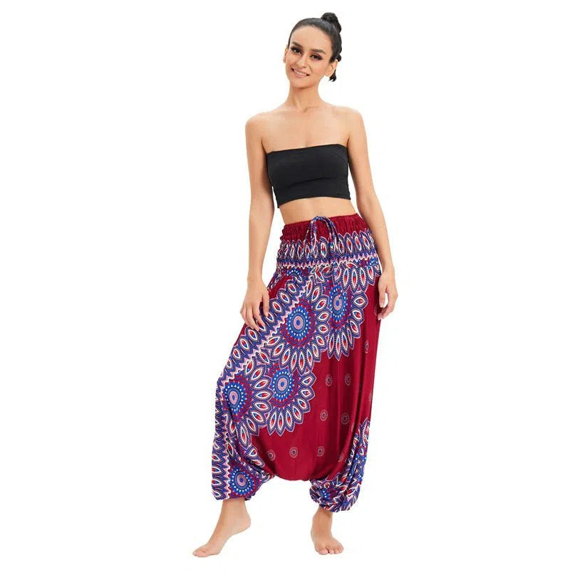 Bohemian Harem Pants Women's High Waist Baggy Boho Printed-Maas