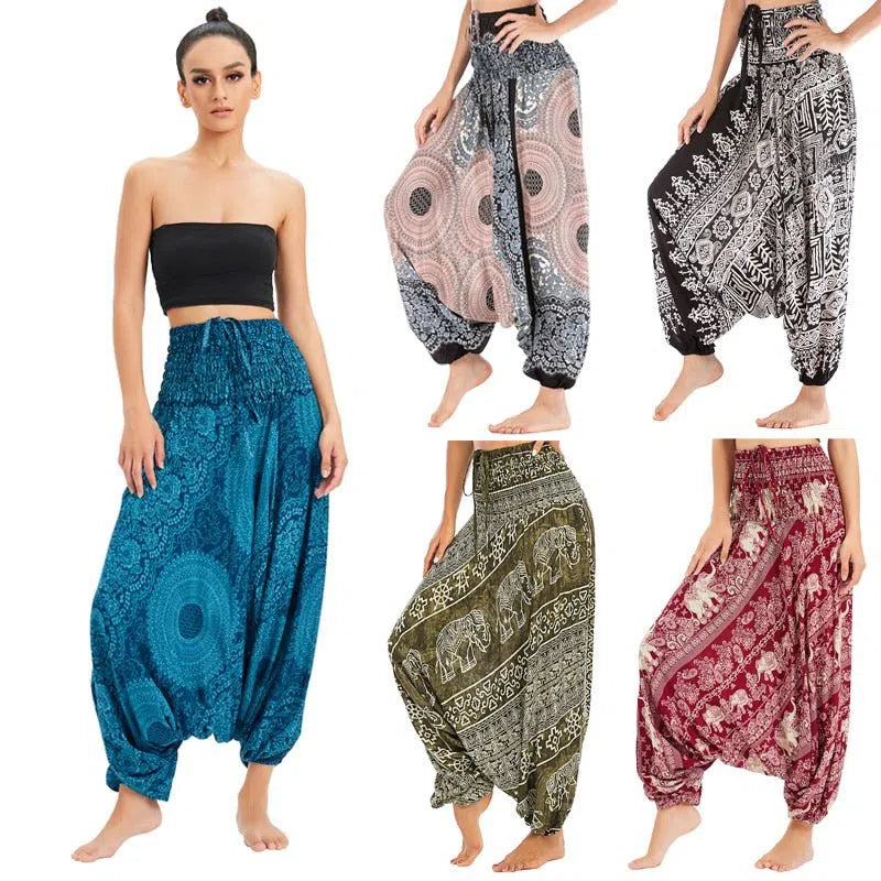 Bohemian Harem Pants Women's High Waist Baggy Boho Printed-Maas