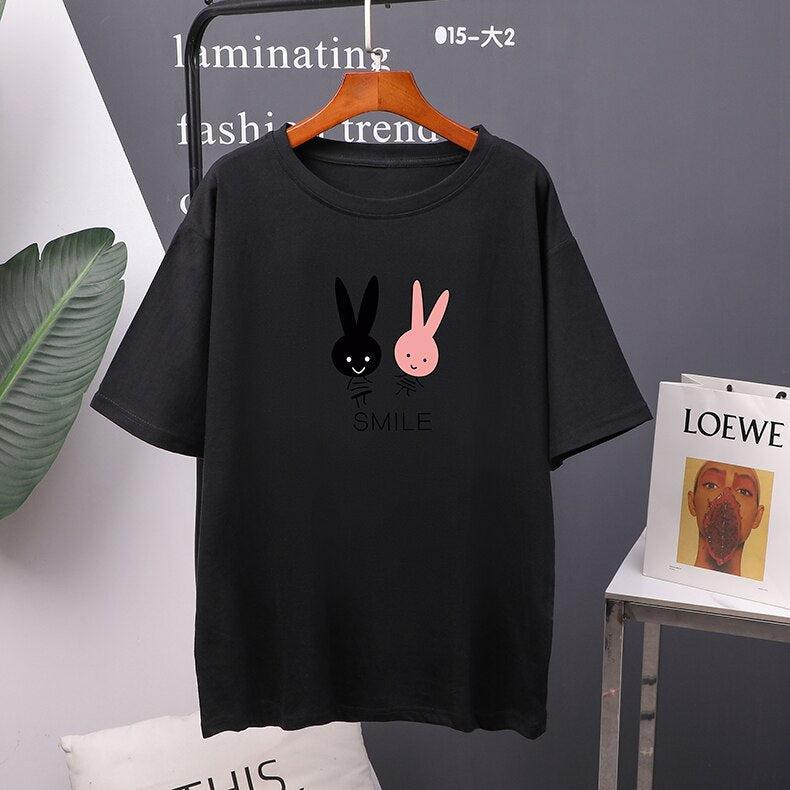 Cartoon Printed Cotton T-Shirt Tee-Maas