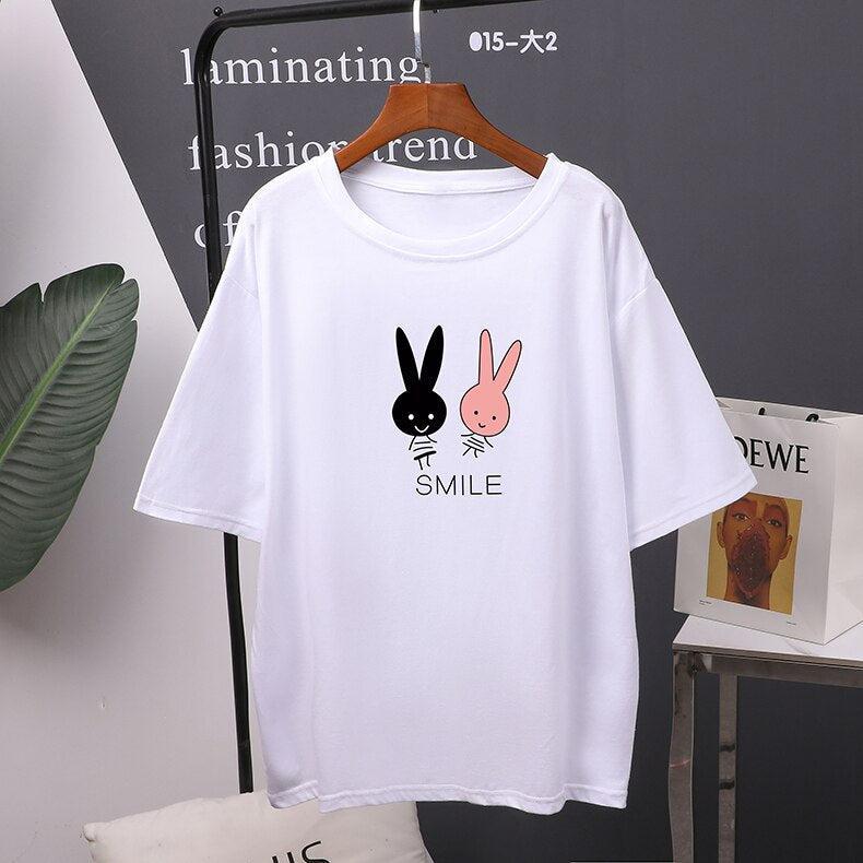 Cartoon Printed Cotton T-Shirt Tee-Maas