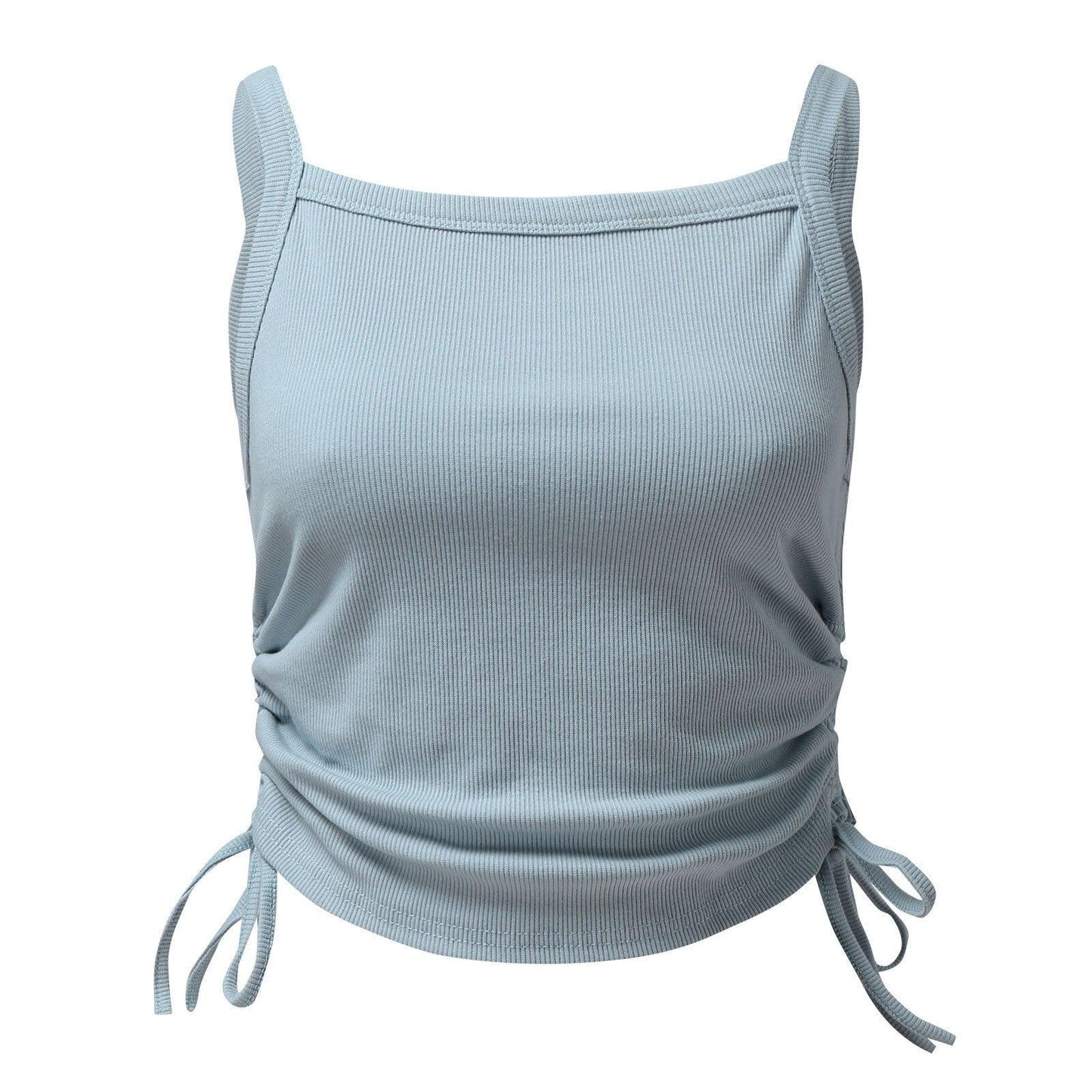 Drawstring Tank Tops Women's Crop Top Ribbed Knitted Tees Camis-Maas