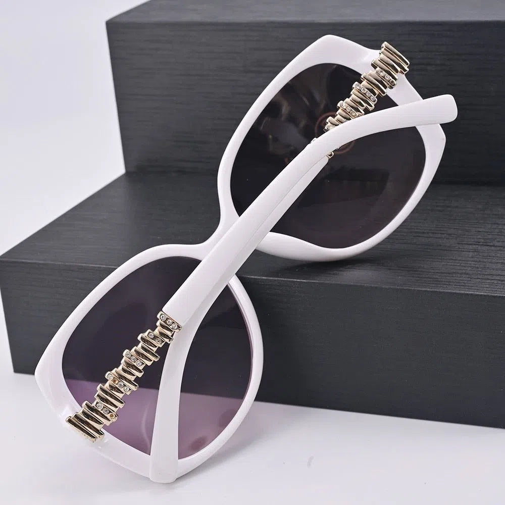 Evove Polarized White Sunglasses Women Luxury Rhinestone Sun Glasses for Female Ladies Elegant Eyewear Anti Glare Reflection-Maas