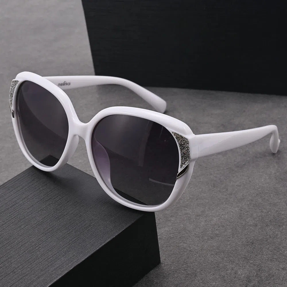 Evove Polarized White Sunglasses Women Luxury Rhinestone Sun Glasses for Female Ladies Elegant Eyewear Anti Glare Reflection-Maas