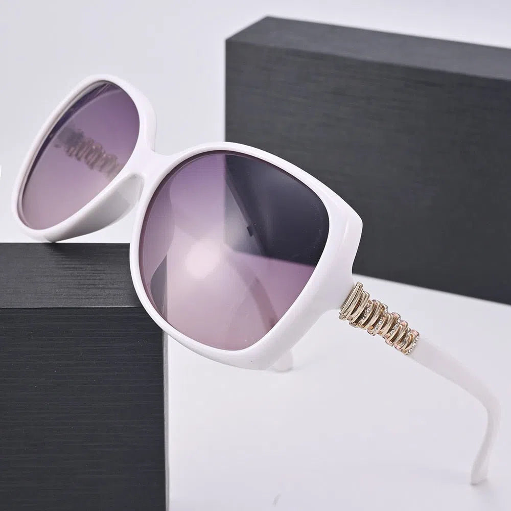 Evove Polarized White Sunglasses Women Luxury Rhinestone Sun Glasses for Female Ladies Elegant Eyewear Anti Glare Reflection-Maas