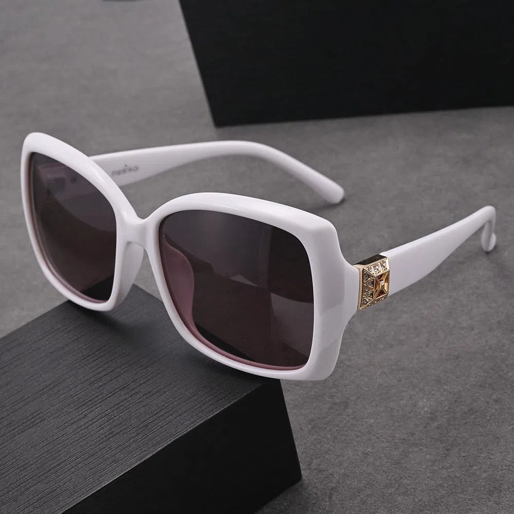 Evove Polarized White Sunglasses Women Luxury Rhinestone Sun Glasses for Female Ladies Elegant Eyewear Anti Glare Reflection-Maas