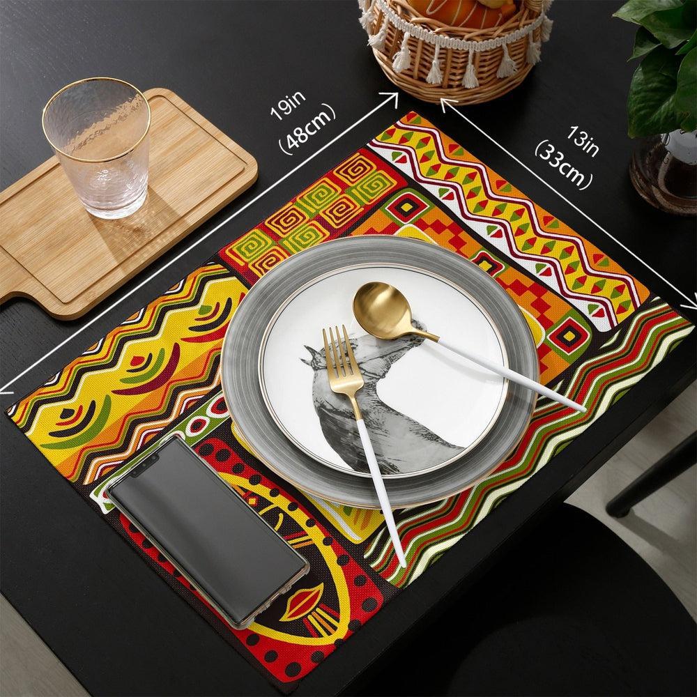 Exotic African Geometric Shapes Table Runner and Placemats Set-Maas