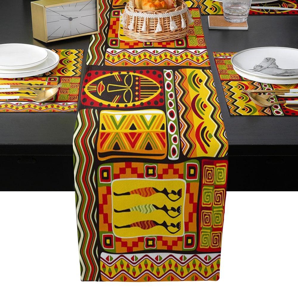 Exotic African Geometric Shapes Table Runner and Placemats Set-Maas