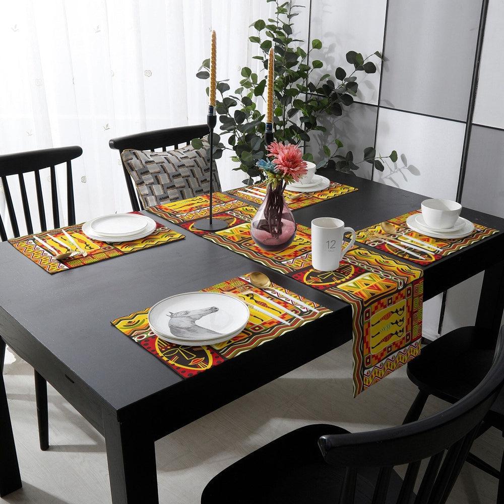 Exotic African Geometric Shapes Table Runner and Placemats Set-Maas