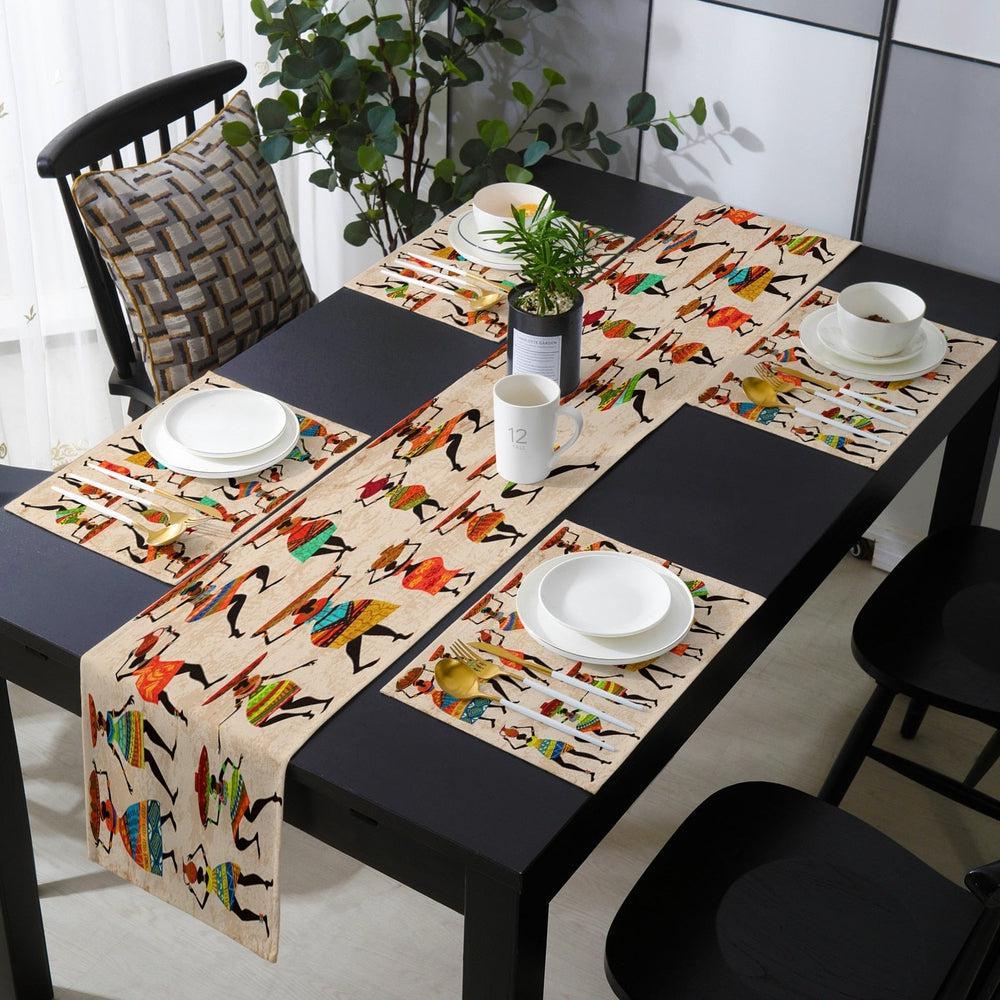 Exotic African Geometric Shapes Table Runner and Placemats Set-Maas