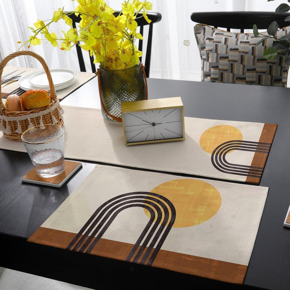 Exotic African Geometric Shapes Table Runner and Placemats Set-Maas