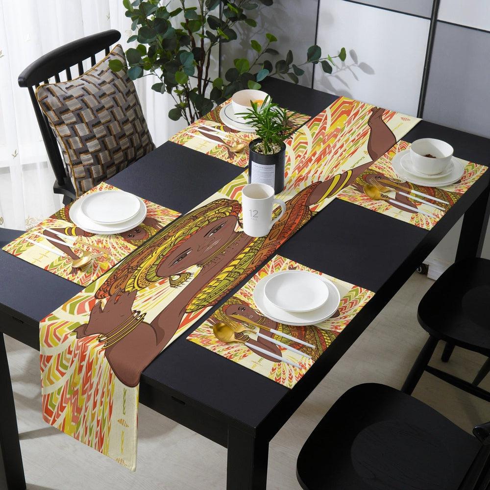 Exotic African Geometric Shapes Table Runner and Placemats Set-Maas