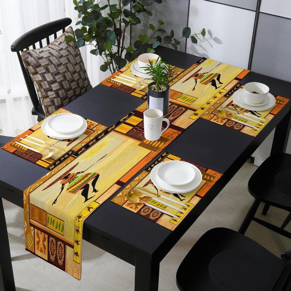 Exotic African Geometric Shapes Table Runner and Placemats Set-Maas