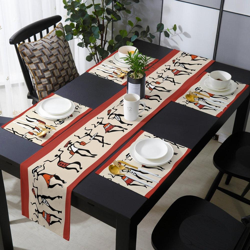 Exotic African Geometric Shapes Table Runner and Placemats Set-Maas