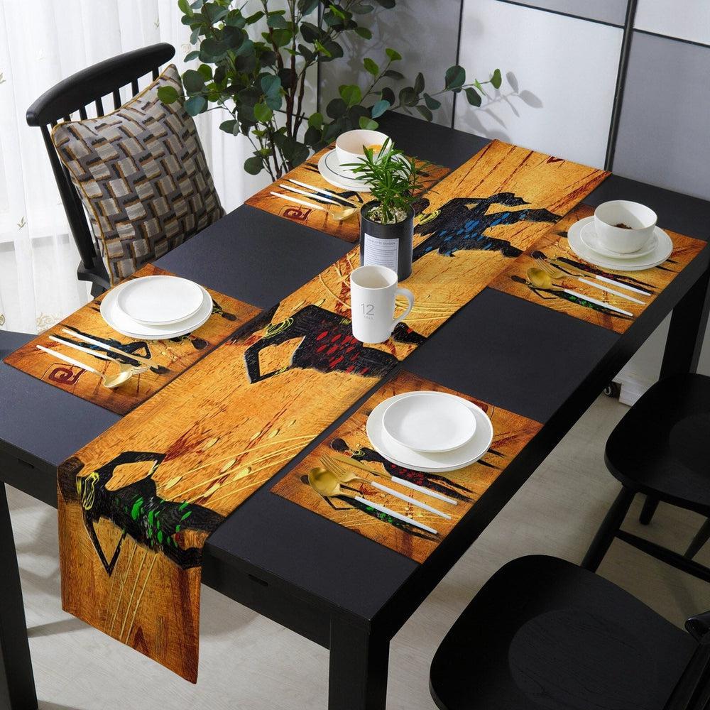 Exotic African Geometric Shapes Table Runner and Placemats Set-Maas