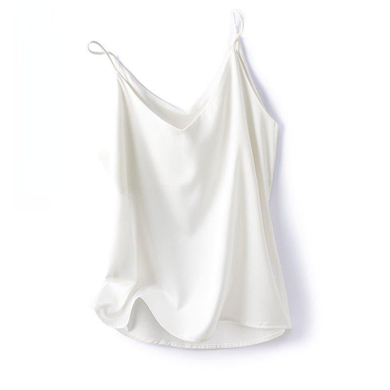 Fashion Silky Camisole Women's With White Bottoming Satin Tanks Camis Tops-Maas