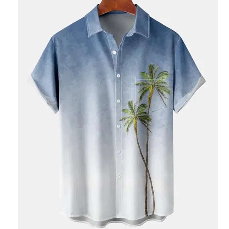 Feather Hawaiian Men's Shirt Short Sleeve Casual White-Maas