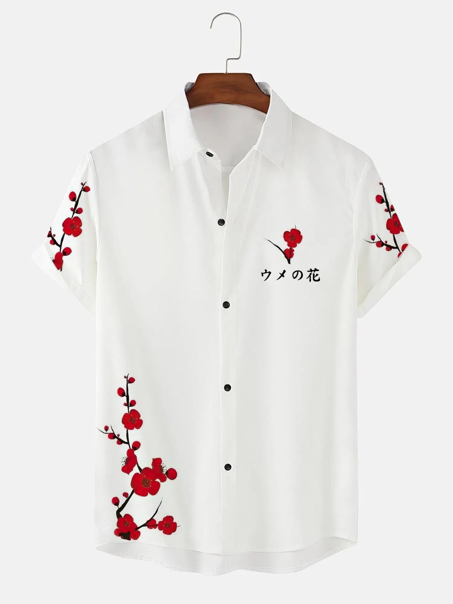 Feather Hawaiian Men's Shirt Short Sleeve Casual White-Maas