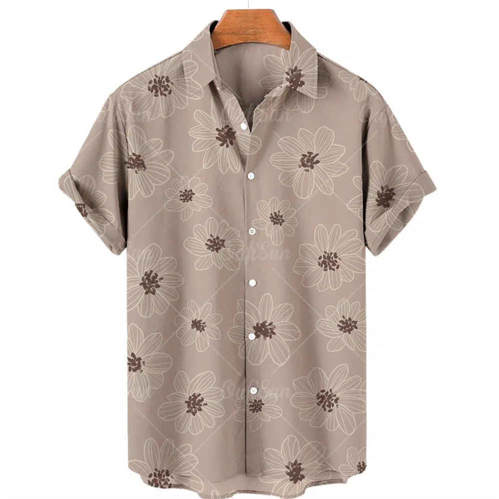 Feather Hawaiian Men's Shirt Short Sleeve Casual White-Maas