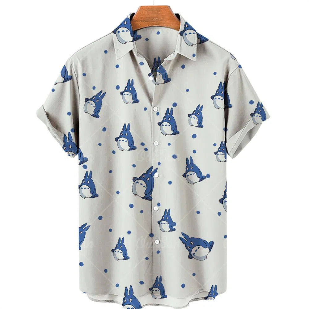 Feather Hawaiian Men's Shirt Short Sleeve Casual White-Maas