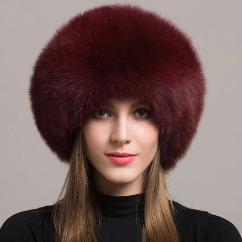 Hot Sale 100% natural Fox Fur Hat Women Cap Thick Fur Cap Winter Warm Hat Female Fashion For Women Hat With Earmuffs Hat-Maas